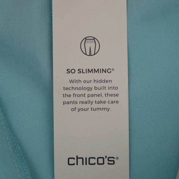 Chicos So Slimming Brigitte Slim Leg Crop Pants Womens 12P Chicos 2P Aria Aqua - Picture 5 of 7